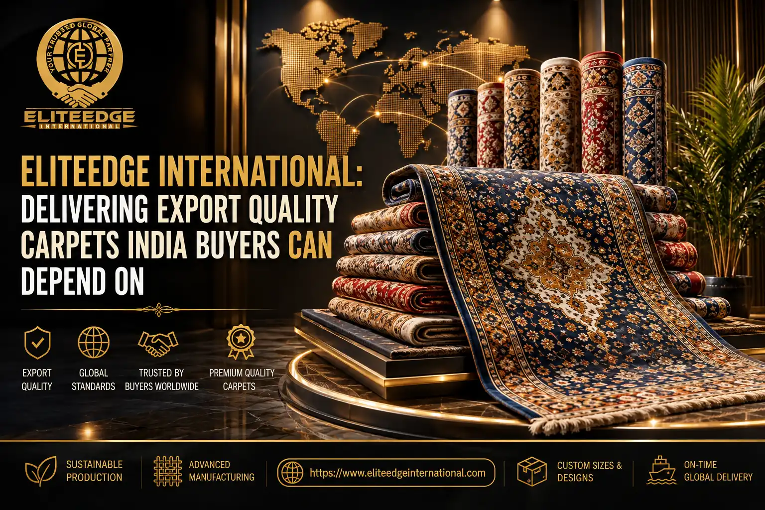 Export quality carpets India Eliteedge International international rug exporter finishing