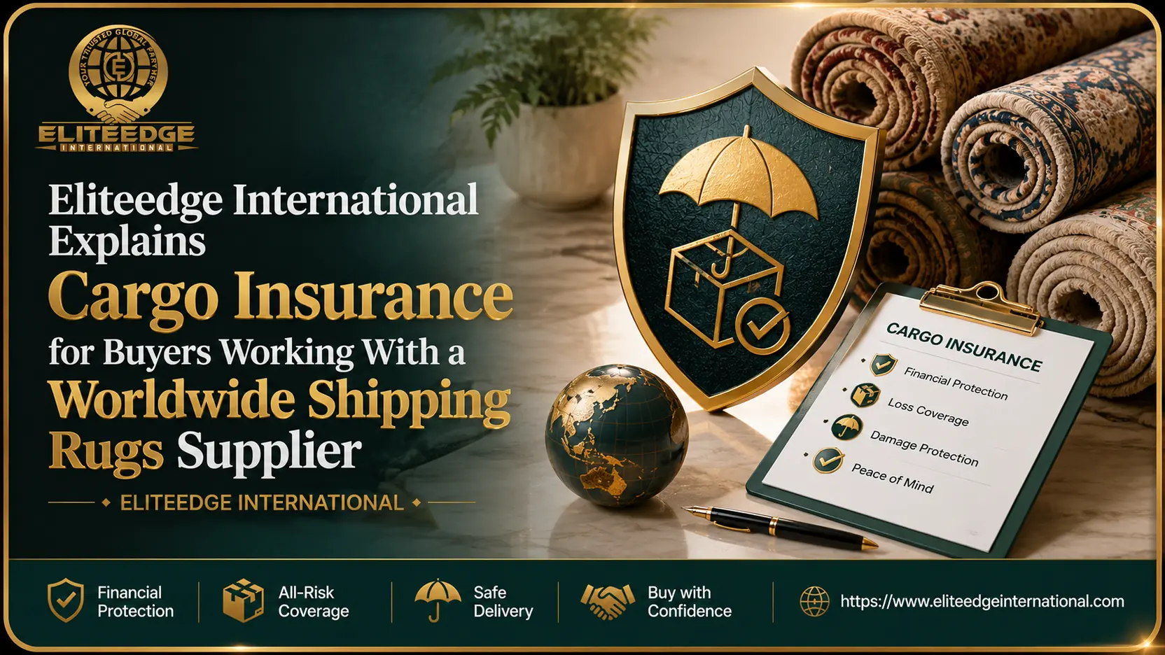 Worldwide shipping rugs supplier Eliteedge International cargo insurance direct manufacturer