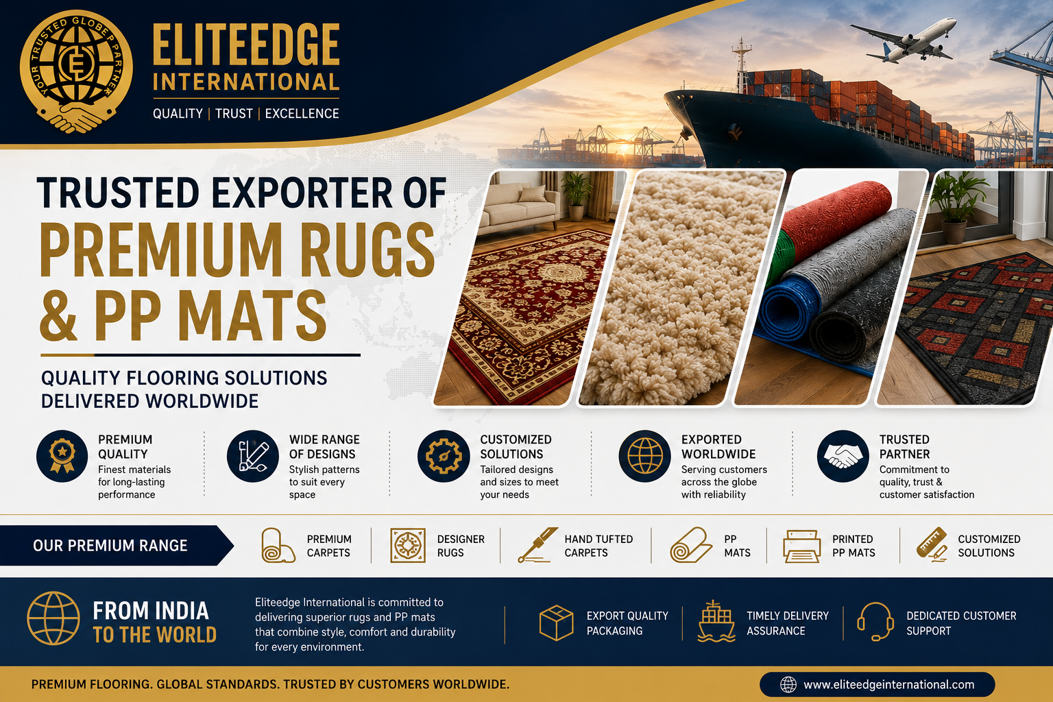 Trusted Exporter of Premium Rugs & PP Mats: Eliteedge International Delivering Quality Flooring Solutions Worldwide